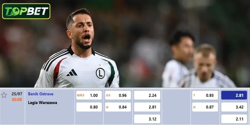 Ty Le Keo Chi Tiet Cho Tran Dau Banik Ostrava Vs Legia Warszawa
