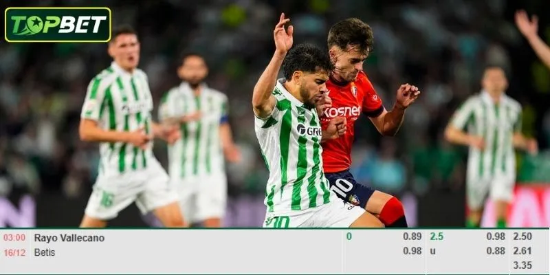 Ty Le Keo Chi Tiet Cho Tran Dau Rayo Vallecano Vs Real Betis