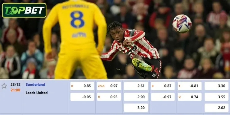 Ty Le Keo Chi Tiet Cho Tran Dau Sunderland Vs Leeds United